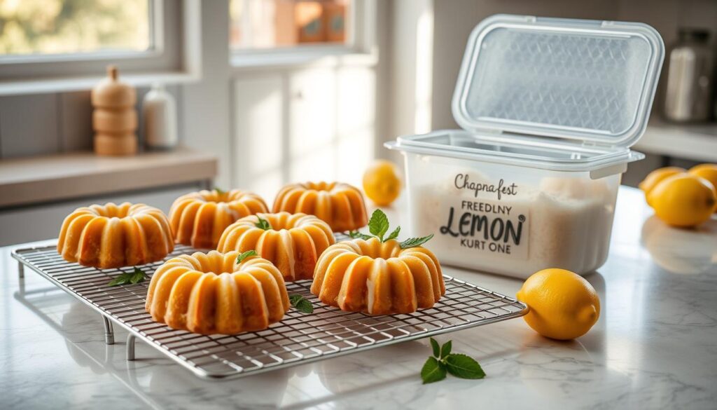 Freezing lemon mini bundt cakes