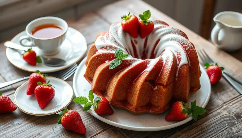 Serving Strawberry Bundt Cake