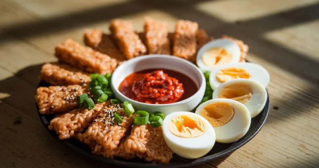 plate of tteokbokki ingredients