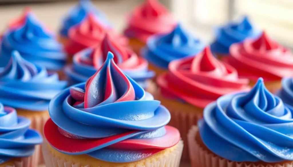 Blue and Red Frosting Ideas for Cupcakes