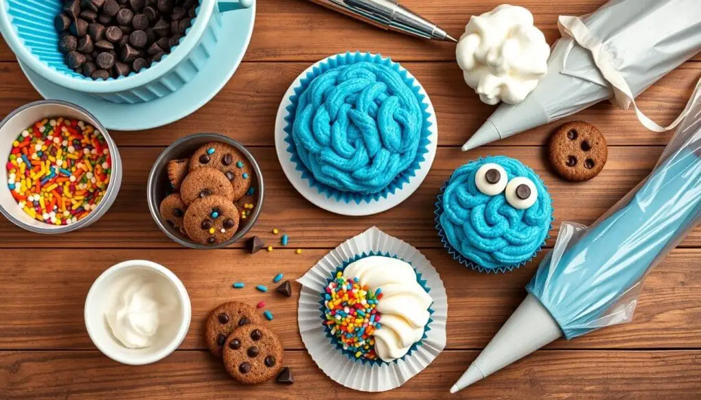 Cookie Monster Cupcake Cake Tools