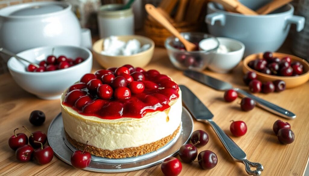 cherry cheesecake assembly