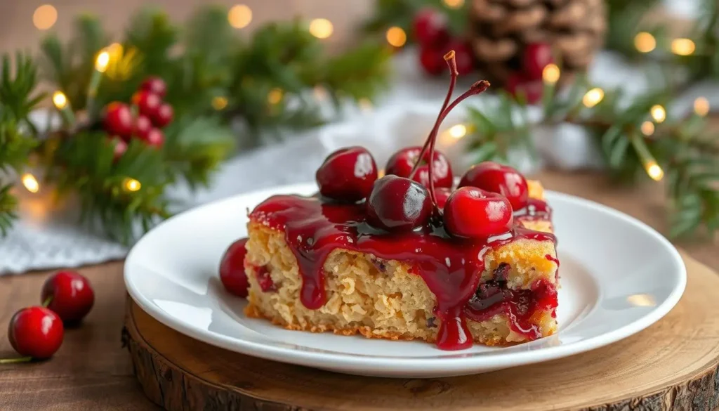 slice of cherry dump cake