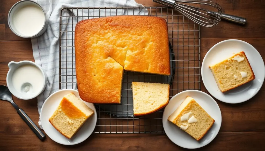  freshly baked kefir sheet cake on a cooling rack