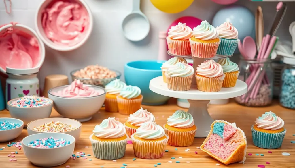 Gender Reveal Cupcake Preparation